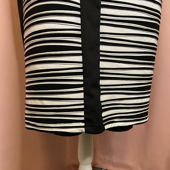 NWT R&M Richards Sleeveless Scoop Neck Black & White Ribbed Cocktail Dress: BB74 - Picture 9 of 15